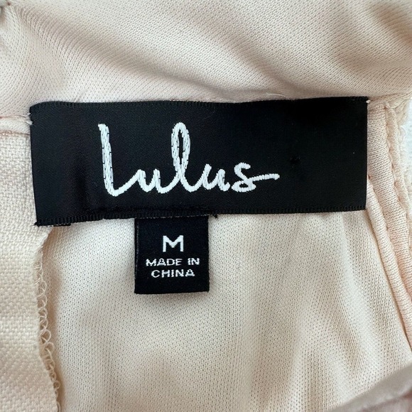 Lulus Cheers to Love Skater Mini Dress Women Medium Halter Neck Lace Blush Pink - Picture 9 of 16